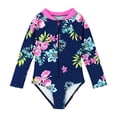 thumbnail image 1 of MIASHUI Girls One Piece Swimsuits Long Sleeve Zipper Bathing Suits Swimwear,Hot Pink,6-7 Years, 1 of 4