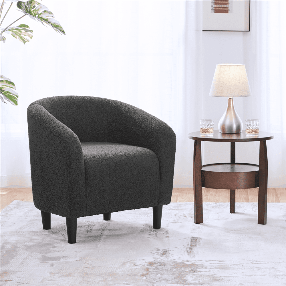 FullFurnique Fauteuil en Tissu Bouclette avec Dossier et Accoudoirs