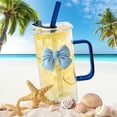 thumbnail image 4 of Binmer Transparent Square Glass Cup With Knot Handle And Straw For Coffee And Milk 400ml, 4 of 6