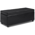 thumbnail image 1 of Simpli Home Avalon 44 Pouces Ottomane de Rangement à Dessus Relevable en Similicuir, Noir Minuit, 1 of 10