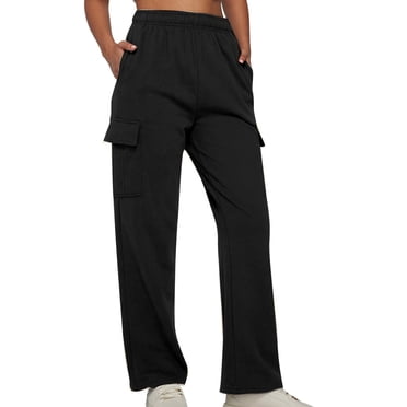 RKSTN Cargo Pants Women Fall Fashion 2023 Casual Elastic Waist with Multiple Pockets Workout Soft Solid Color Wide Leg Pants