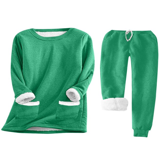 Ladies‘ Cozy Tracksuit Set with Fleece Lined Sweatshirt and Stretchy Sweatpants