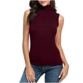 thumbnail image 1 of tarylea Womens Sleeveless Tops Plus Size High Neck Tank Tops Slim Fitted Undershirt Basic Layer Tees, 1 of 5