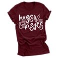 thumbnail image 1 of RKSTN Hauts pour Femmes Saint-Valentin Cœur d'Amour Lettres Imprimées Mode Blouse Confortable Hauts Tempérament Couleur Unie Col Rond Manches Courtes Hauts, 1 of 5