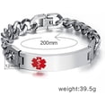 thumbnail image 3 of ORUYROP Bracelet d'Alerte Médicale en Acier Inoxydable pour Hommes, 3 of 3