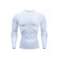 thumbnail image 1 of MAWCLOS Mens Summer Tops Crew Neck Sport T Shirt Solid Color Compression Shirts Breathable Running Long Sleeve Tee White L, 1 of 2