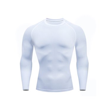 CVLIFE Chandails de Compression pour Hommes Col Rond Hauts d'Été Manches Longues T-shirt de Sport Décontracté Couleur Unie T-shirt Moulant Tee de Culturisme Gris m