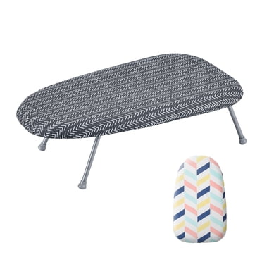 KFFKFF Ironing Board 23.4 x 14.4, Portable Iron Board with Heat-Proof Cover and 100% Cotton Layer, Miniature Ironing Board with 7mm Enhanced Needle Cotton Layer for Limited Spaces