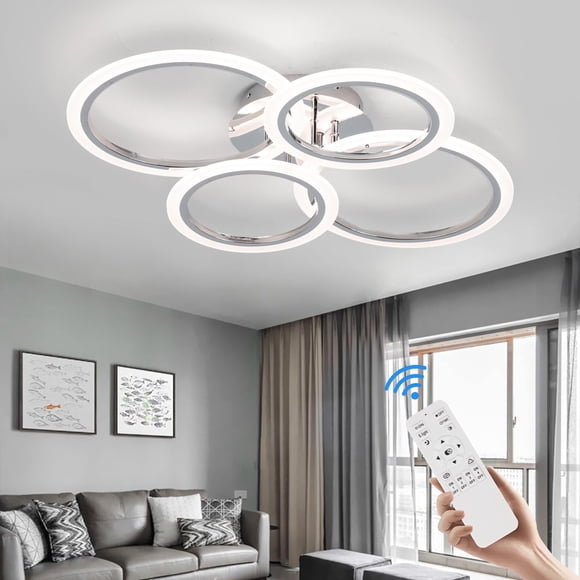 Vloitgol Modern LED Ceiling Light Fixture, 4 Rings Dimmable Flush Mount Ceiling Light with Remote, Acrylic Close to Ceiling Lighting Fixture for Low