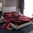 thumbnail image 1 of Ensemble de Draps en Marbre Double Rouge Marbrure Dorée Draps pour Enfants Garçons Filles Ados Motif Pierre Draps Fluides Ensemble de Draps Rétro Art Abstrait Drap Plat, 1 of 6