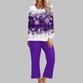 thumbnail image 2 of Pisexur Pyjama de Noël pour Femmes Ensemble Deux Pièces Tendance des Fêtes Imprimé Flocon de Neige Pyjamas de Noël Décontractés Manches Longues Col Rond Hauts Pantalons de Pyjama Tenue de Nuit, 2 of 5