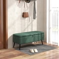 thumbnail image 2 of HOMCOM Banc Ottoman de Rangement, Repose-Pieds en Tissu de Lin Vert Foncé, 2 of 10