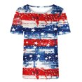 thumbnail image 4 of Pisexur Blouses pour Femmes Habillées Décontractées T-Shirt à Manches Courtes Col Rond Imprimé Jour de l'Indépendance pour Femmes, Hauts d'Été pour Femmes Multicolore, S, 4 of 5