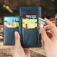 thumbnail image 3 of Kelvin Leather Flip Zipper Magnetic Wallet Phone Case Card Holder For iPhone 12 Pro Max (Cyan), 3 of 8
