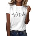thumbnail image 1 of adviicd Hauts pour Femmes T-Shirts Décontractés Tendance d'Été Col Rond Manches Courtes Basique Blanc,G, 1 of 5
