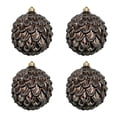 thumbnail image 1 of Holiday Time 4-Count Brown Pinecone Textured Shatterproof Christmas Ornaments, 150MM, 1 of 4