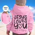 thumbnail image 2 of PMVFHDE Sweat-Shirt Fille Automne et Hiver Imprimé Lettre Col Rond Manches Longues Chandail à Capuchon Décontracté Rose, 4-5 Ans, 2 of 5