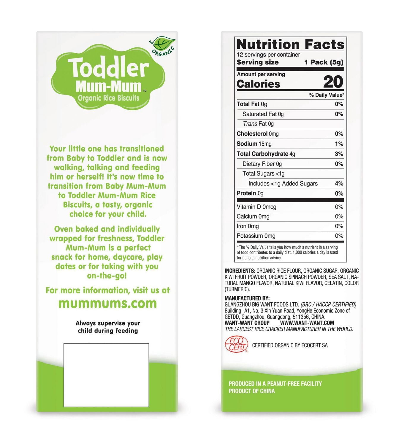 Toddler Mum-Mum Biscuits de Riz Biologiques - Mangue Kiwi
