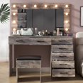thumbnail image 4 of Ktaxon Large Makeup Vanity, Vanity Table Set w/ Visible Glass Top w/ Charging Station, Gray, 4 of 9