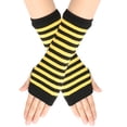 thumbnail image 1 of Gants Sans Doigts à Rayures Pinstripes avec Trou pour le Pouce Gants Unisexes Chauds, 1 of 2