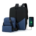 thumbnail image 1 of 3-Piece USB Charging Laptop Backpack Set Organized Compartments Padded Shoulder Strap for 15.6 Inch Laptop Travel Business School Durable Polyester Fabric, 1 of 5