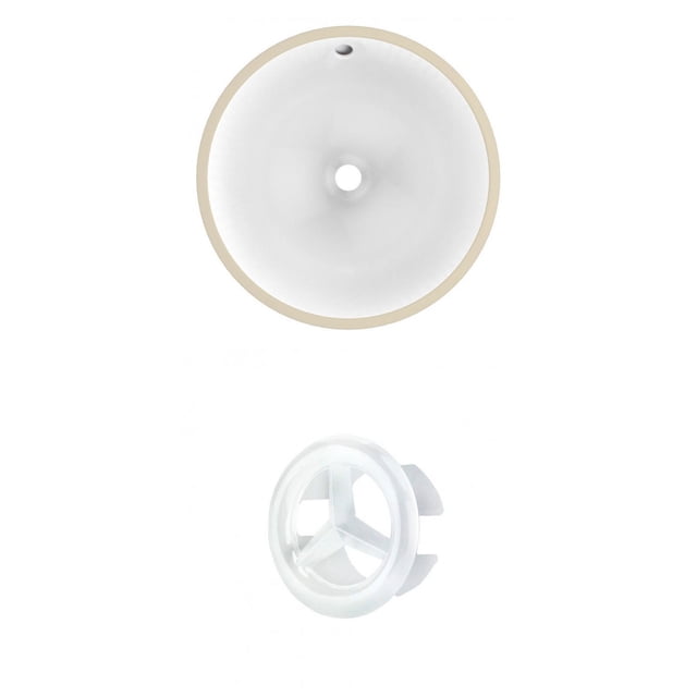 15.25-in. W Round Bathroom Undermount Sink Set In White - White Hardware AI-20447