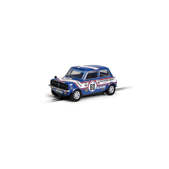 Scalextric Mini 1275GT - Patrick Motorsport - Richard Longman 1979. Classic Touring. Blue/White