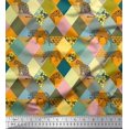 thumbnail image 1 of Soimoi Moss Georgette Fabric Leopard & Argyle Patchwork Print Sewing Fabric Yard 42 Inch Wide, 1 of 3