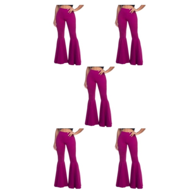 Decodeary Pantalon Confortable Taille Haute Léger Extensible Bas Cloche Violet m 5Set