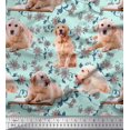 thumbnail image 1 of Soimoi Poly Georgette Fabric Floral,Book & Golden Retriever Dog Fabric Prints by Yard 52 Inch Wide, 1 of 3