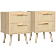 HOMCOM Boho Design Nightstand Set of 2 with 2 Drawers for Living Room