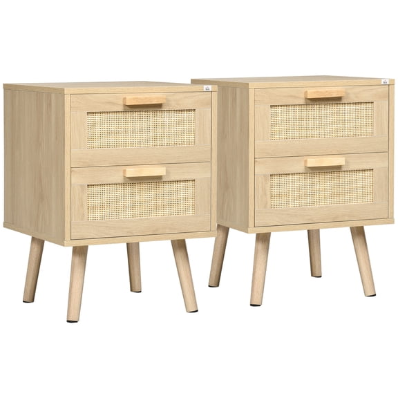 HOMCOM Ensemble de 2 Tables de Nuit au Design Bohème avec 2 Tiroirs pour Salon