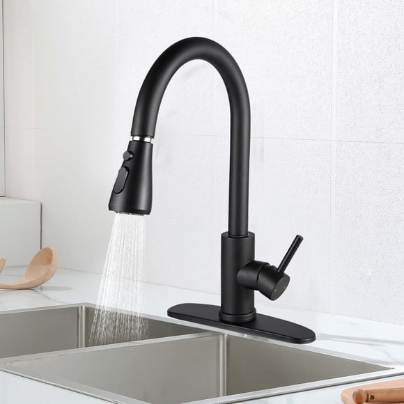 Robinet de Cuisine à Bec Rétractable, Robinet d'Évier Pivotant à 360 en Acier Inoxydable à une Poignée avec Température de l'Eau Réglable