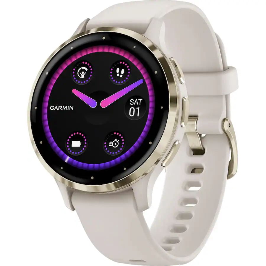 Refurbished (Good) Garmin Venu 3S GPS 41mm Smartwatch - Stainless Steel and Ivory (010-02785-04)