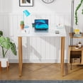 thumbnail image 4 of 32 inch Computer Desk, Study Writing Table for Small Space, Save Space Office Desk with Metal Legs, Modern Steel Frame Wood PC Workstation for Home Office, Gold, 4 of 8