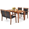 thumbnail image 1 of Gymax 4PCS Acacia Wood Rattan Furniture Set w/ Umbrella Hole Patio Dining Set, 1 of 10