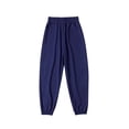 thumbnail image 1 of Yuyuzo Girls Cargo Pants Drawstring Elastic Waist Joggers Kids Wide Leg Sweatpants with Pockets, 1 of 3