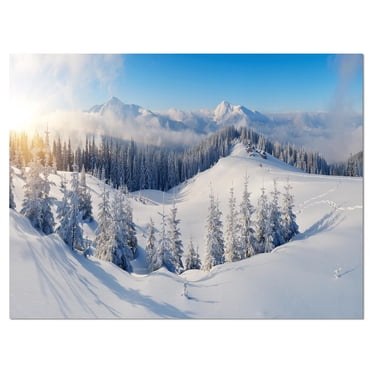 Designart Winter Mountains Panorama Canvas Wall Art