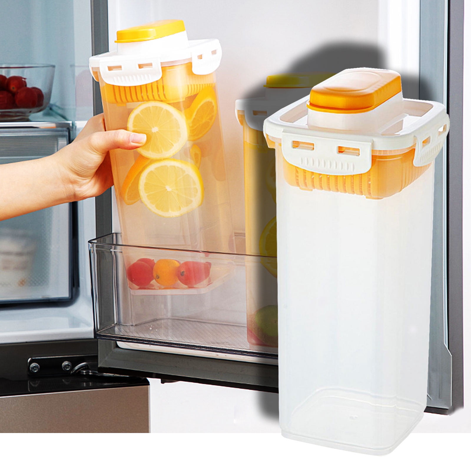 Birdeem Large Water Bottle,Water Bottle with Filter,1.7L Refrigerator Cold Water Bottle with Fruit Filter, Refrigerator Side Door Cold Water Bottle Home High Temperature Wear- Cold Water Bottle