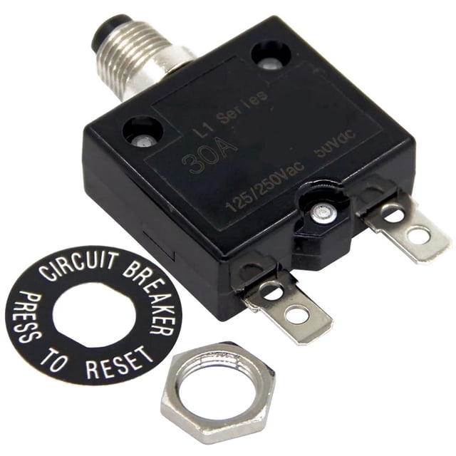 Rooha Convenient Button Motor Protection 125-250V Protector BlACk Color Easy Reset Excessive Current Detection Electrical Safety,30A