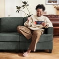 thumbnail image 4 of HONBAY Sectional Sofa Bed Corduroy Sleeper Set with Reversible Storage for Living Room, Green, 4 of 9
