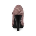 thumbnail image 2 of BLISSFUL STEP Women's Pump Houndstooth Platform Stiletto Heels Pumps Burgundy 8, 2 of 7