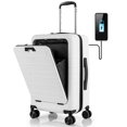 thumbnail image 1 of Costway 20" Carry-on Luggage PC Hardside Suitcase TSA Lock with Front Pocket & USB Port White, 1 of 10