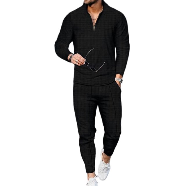 Innerwin Base Layer Suit Elastic Waist Men Tracksuit Sports Stretchy Active Compression Shirt And Pant Set Black L
