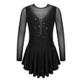 thumbnail image 1 of Miaeowve Kids Girls Figure Skating Dress Rhinestone Mesh Irregular Ballet Dan Dress Performance Dancewear Black 16, 1 of 7