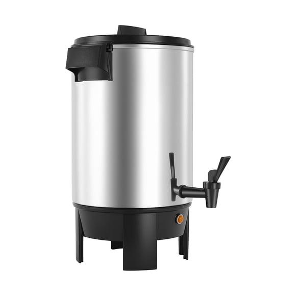 KFFKFF Commercial Coffee Urn, 30 Cup 152oz Hot Beverage Dispenser with Dripless Faucet, 1090W Quick-Brewing Coffee Maker, Automatic Temperature Control