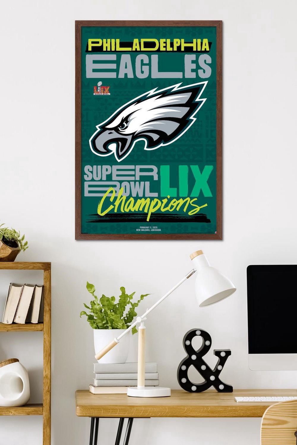 NFL Philadelphia Eagles - Super Bowl LIX Team Logo Wall Poster, 22.375" x 34" Framed