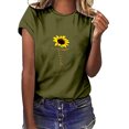 thumbnail image 2 of Pompotops Femmes Filles Grande Taille T-Shirts Imprimé Tournesol Manches Courtes T Chemisier Tops, 2 of 4