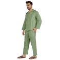 thumbnail image 3 of Inkmeso Ensemble de Pyjama Classique Uni en Coton, Pyjama Boutonné pour Hommes, 2 Pcs, Tenue de Nuit, 3 of 7
