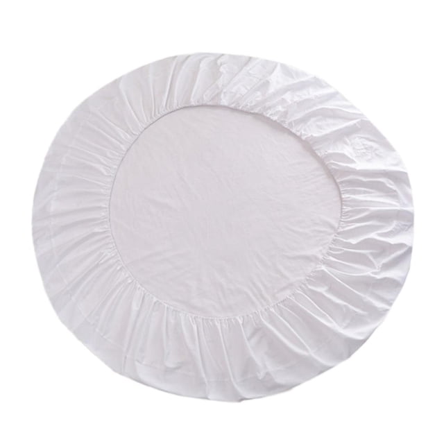 jifeng Housse de Lit Ronde Douce Drap-Housse de Lit Housse de Lit Textile pour la Maison 200x200cm Blanc